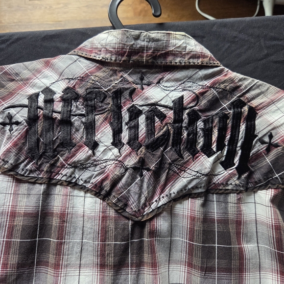 Affliction Other - Affliction Mens Red and Black Long Sleeve Plaid Button Down Shirt